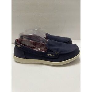 Crocs Canvas Wall Loafer Navy Slip-On Comfort Casual Women's 10 Side Ports